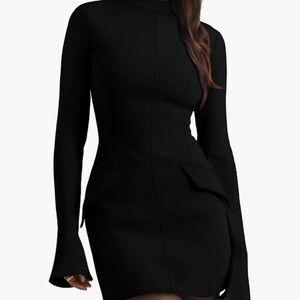 Elegant Black Long Sleeve Dress